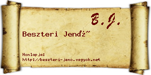 Beszteri Jenő névjegykártya